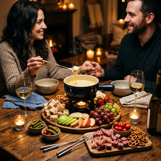Fondue night in for a cozy date